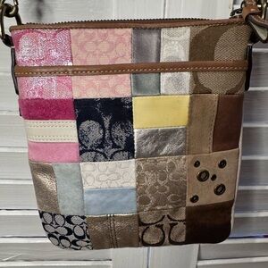 Coach Patchwork Crossbody Bag Vintage Y2K Leather Canvas Multi Color